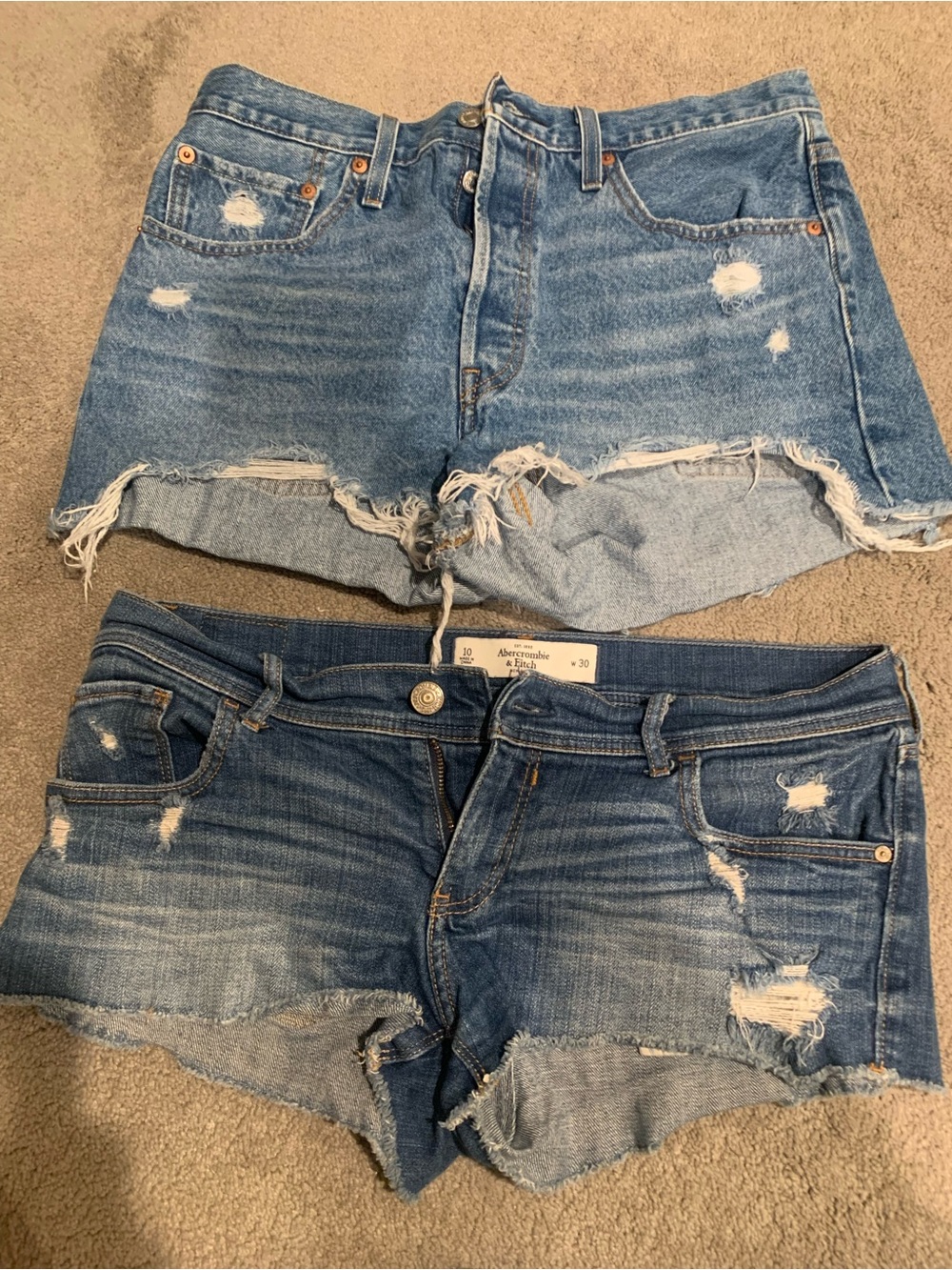 Abercrombie & Fitch Distressed Denim Cutoff Shorts - Medium Blue